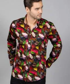 New In Claudio Lugli Mens Autumn Leaves Shirt Green 8 New In Claudio Lugli Mens Autumn Leaves Shirt Green