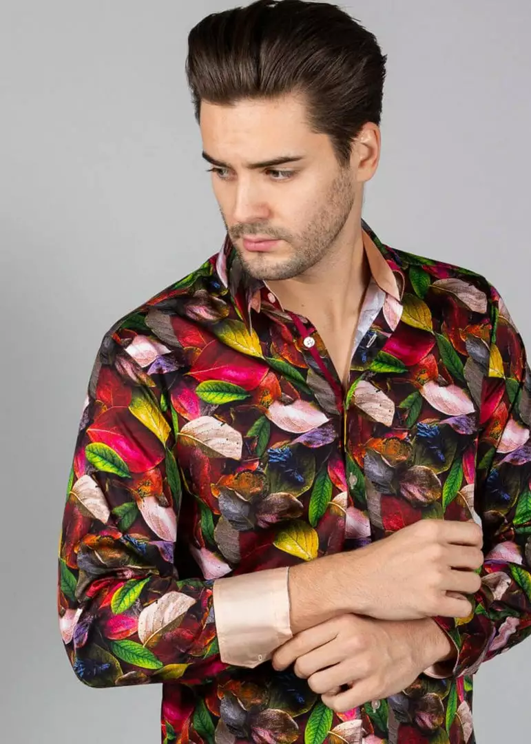 New In Claudio Lugli Mens Autumn Leaves Shirt Green 6 New In Claudio Lugli Mens Autumn Leaves Shirt Green