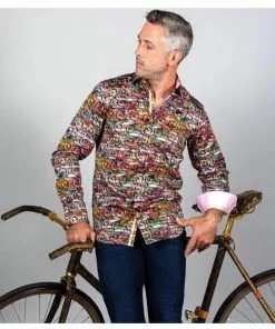 New In Claudio Lugli Mens Bicycles Shirt Brown