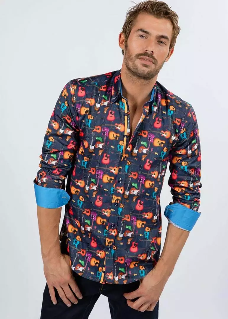 Claudio Lugli Mens Guitars Shirt Navy 3 Claudio Lugli Mens Guitars Shirt Navy