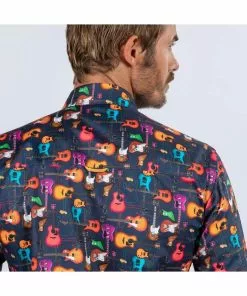 Claudio Lugli Mens Guitars Shirt Navy