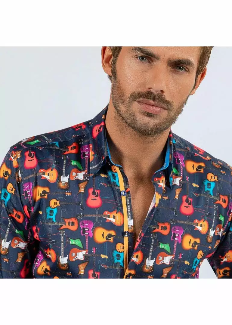 Claudio Lugli Mens Guitars Shirt Navy 5 Claudio Lugli Mens Guitars Shirt Navy