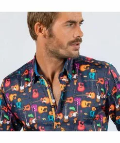 Claudio Lugli Mens Guitars Shirt Navy 11 Claudio Lugli Mens Guitars Shirt Navy