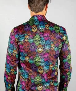 Claudio Lugli Mens Bright Skulls Shirt Black New In 9 Claudio Lugli Mens Bright Skulls Shirt Black New In