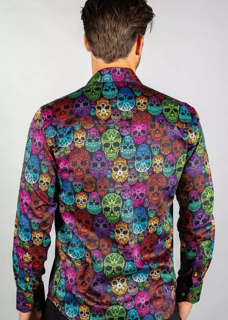 Claudio Lugli Mens Bright Skulls Shirt Black New In 5 Claudio Lugli Mens Bright Skulls Shirt Black New In