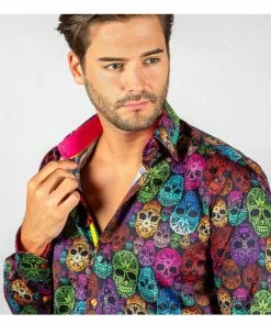 Claudio Lugli Mens Bright Skulls Shirt Black New In