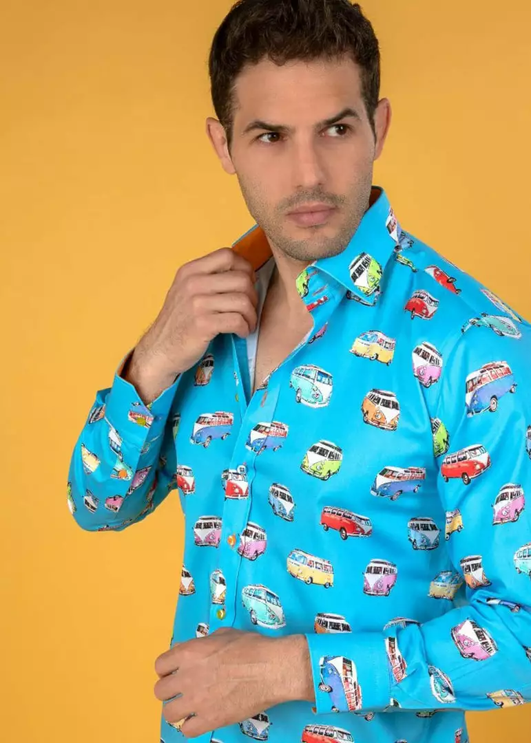 Claudio Lugli Mens Vans Shirt Blue New In 3 Claudio Lugli Mens Vans Shirt Blue New In