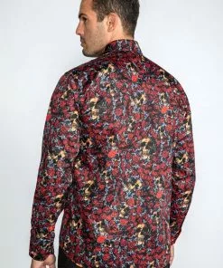 Claudio Lugli Mens Golden Skull Roses Shirt Black