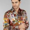 Claudio Lugli Mens Movie Posters Shirt Multi New In 1 Claudio Lugli Mens Movie Posters Shirt Multi New In