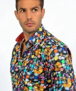 Claudio Lugli Mens Records Shirt Black New In