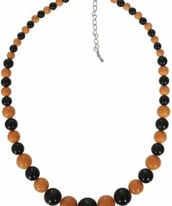 Collectif Natalie Two Tone 60's Necklace Orange Black New In