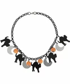 New In Collectif Lola Scaredy Cat Halloween Necklace Multi