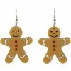 New In Collectif Gingerbread Man Christmas Earrings Brown