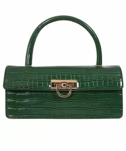 Collectif Caroline Croc 40's Bag Green New In