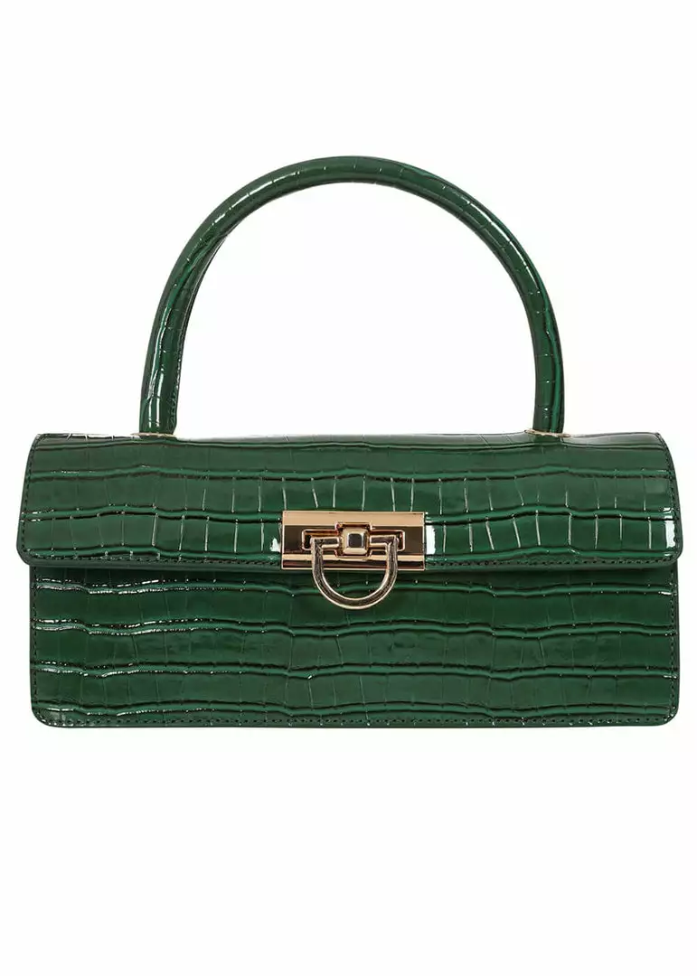 Collectif Caroline Croc 40's Bag Green New In 3 Collectif Caroline Croc 40's Bag Green New In
