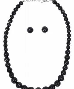 Collectif Natalie Bead Set Necklace Earrings Black