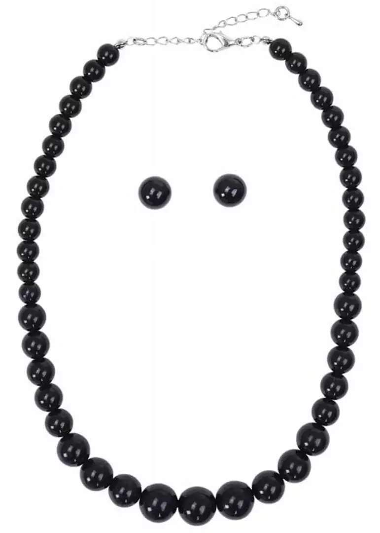 Collectif Natalie Bead Set Necklace Earrings Black 3 Collectif Natalie Bead Set Necklace Earrings Black