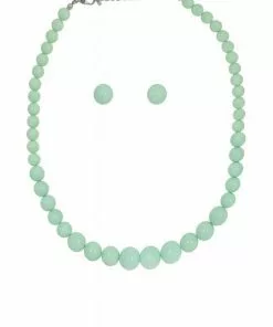 New In Collectif Natalie Bead Set Necklace And Earrings Mint