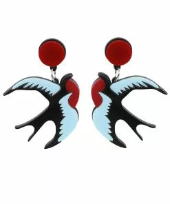 Collectif Rockabilly Swallow Earring Multi New In