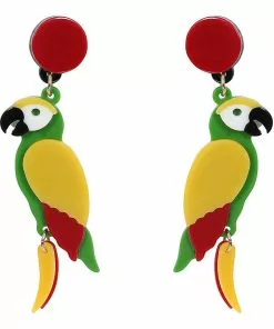 Collectif Porsha Parrots 60's Earrings Multi New In