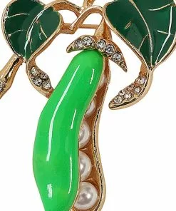 New In Collectif Peas In The Pod Brooch Green