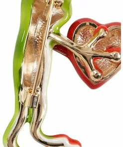 Collectif Loving Frog Brooch Green Red New In