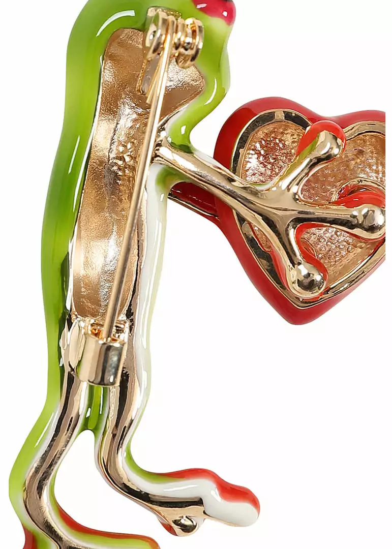 Collectif Loving Frog Brooch Green Red New In 4 Collectif Loving Frog Brooch Green Red New In