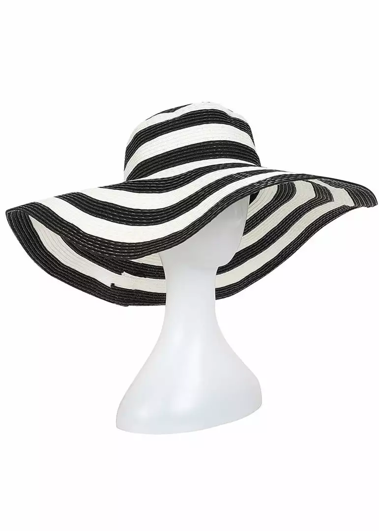 Collectif Pamela Stripy Hat Black White 3 Collectif Pamela Stripy Hat Black White