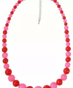 Collectif Natalie Two Tone 60's Necklace Red Pink New In