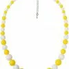 Collectif Natalie Two Tone 60's Necklace Yellow White New In