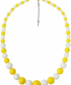 Collectif Natalie Two Tone 60's Necklace Yellow White New In