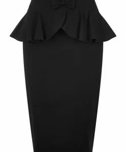 Collectif Pepper Peplum 50's Pencil Skirt Black New In