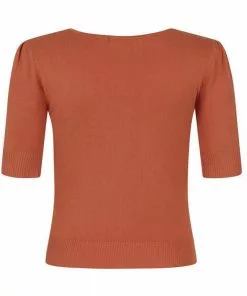 New In Collectif Chrissie Knitted 60's Plain Top Orange