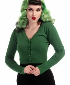 New In Collectif Kimberley 50's Cardigan Olive Green