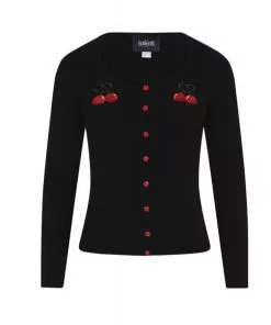 Collectif Jo Cherry Love 50's Cardigan Black New In