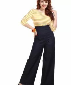 Collectif Kiki High Waisted 50's Jeans Navy Colour New In