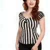 New In Collectif Dolores Striped 50's Top Black White 1 New In Collectif Dolores Striped 50's Top Black White