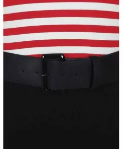 Collectif Manuela Striped 60's Pencil Dress Black Red 10 Collectif Manuela Striped 60's Pencil Dress Black Red