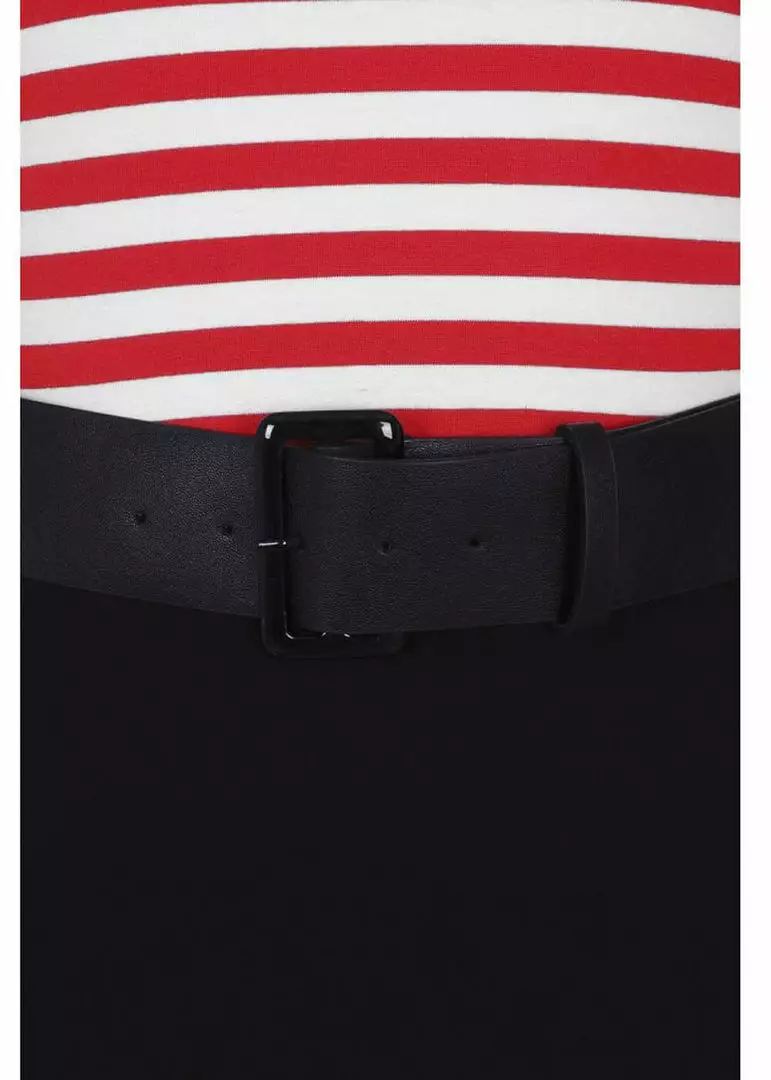 Collectif Manuela Striped 60's Pencil Dress Black Red 5 Collectif Manuela Striped 60's Pencil Dress Black Red