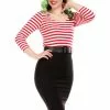 Collectif Manuela Striped 60's Pencil Dress Black Red