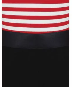 Collectif Manuela Striped 60's Pencil Dress Black Red 13 Collectif Manuela Striped 60's Pencil Dress Black Red