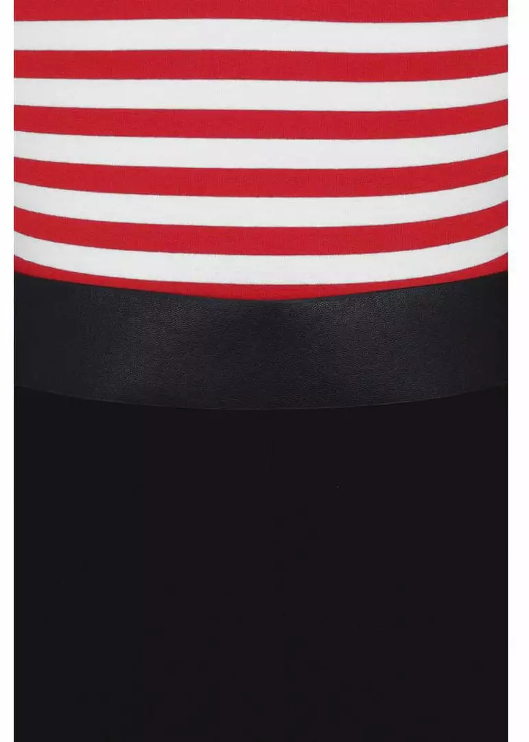 Collectif Manuela Striped 60's Pencil Dress Black Red 8 Collectif Manuela Striped 60's Pencil Dress Black Red