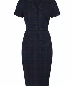 Collectif Caterina Blackwatch Check 40's Pencil Dress Multi