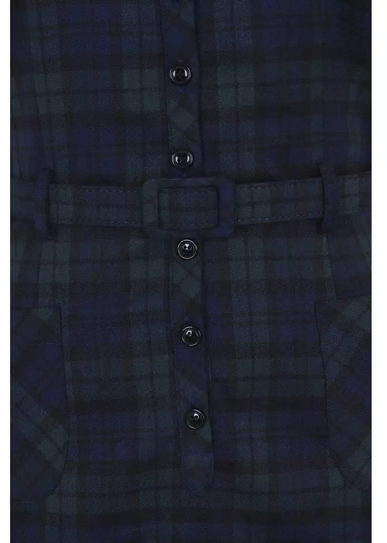 Collectif Caterina Blackwatch Check 40's Pencil Dress Multi 5 Collectif Caterina Blackwatch Check 40's Pencil Dress Multi