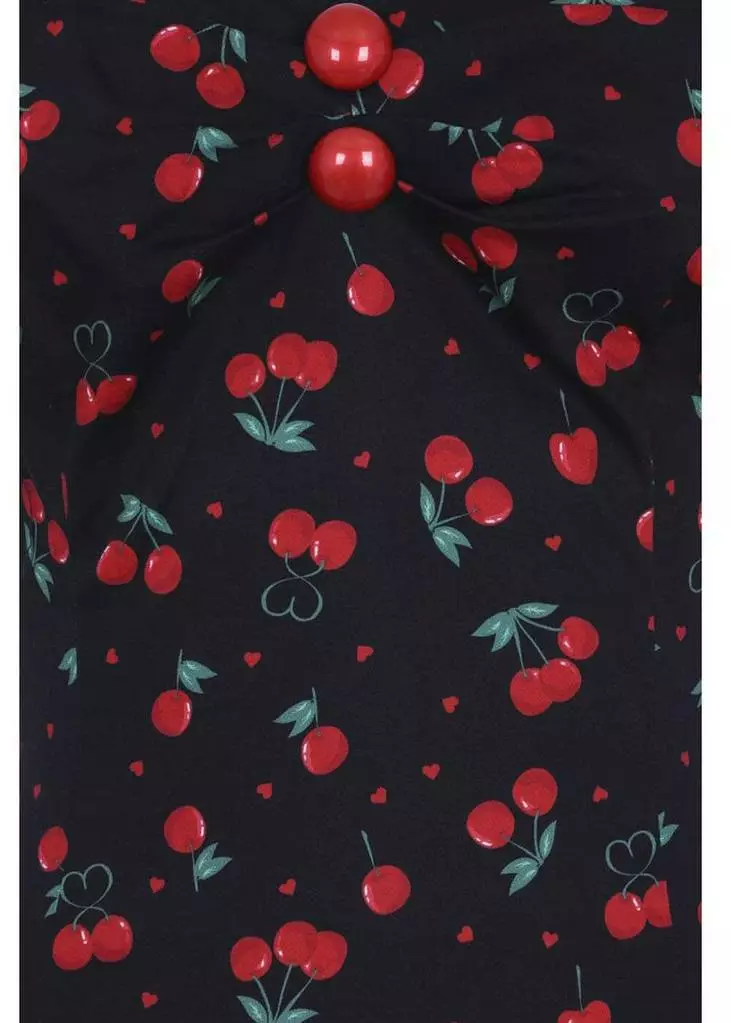 Collectif Dolores Cherry Love 50's Pencil Dress Black 5 Collectif Dolores Cherry Love 50's Pencil Dress Black