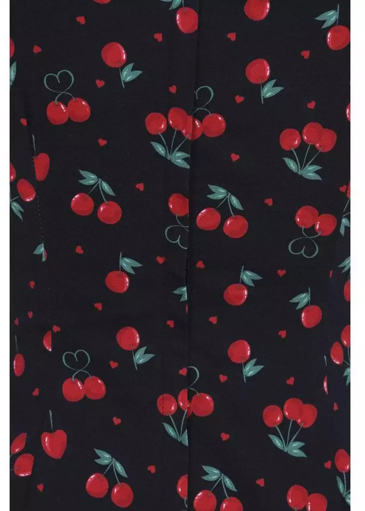 Collectif Dolores Cherry Love 50's Pencil Dress Black 7 Collectif Dolores Cherry Love 50's Pencil Dress Black
