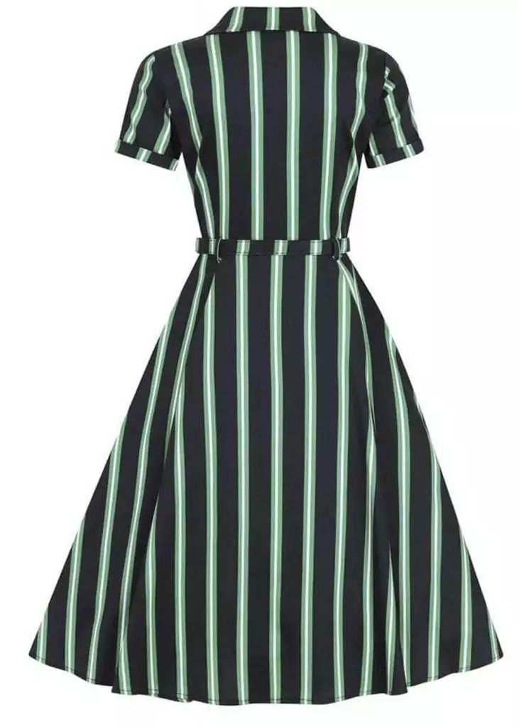 New In Collectif Caterina Witch Stripes 50's Swing Dress Black 6 New In Collectif Caterina Witch Stripes 50's Swing Dress Black