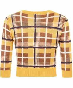 Collectif Lucy Moonhill Check 50's Cardigan Mustard