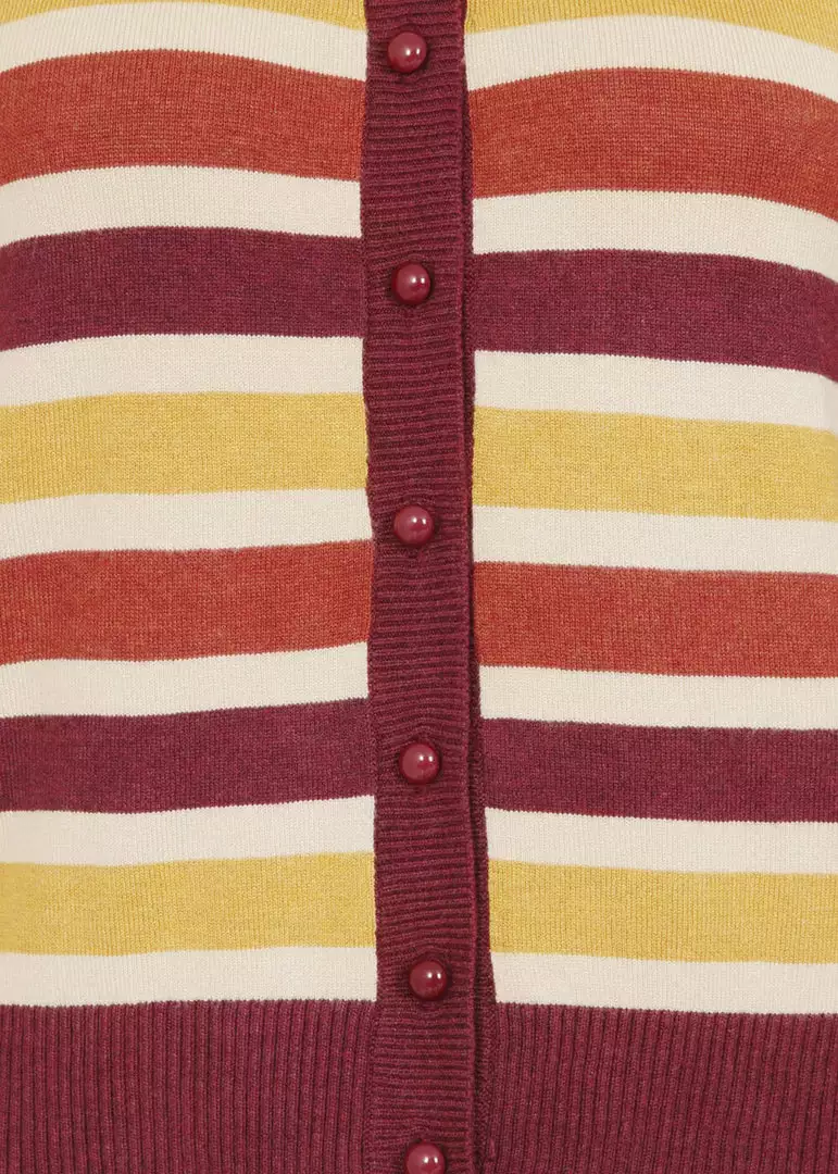 Collectif Enza Retro Striped 60's Cardigan Brown 5 Collectif Enza Retro Striped 60's Cardigan Brown