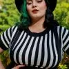 Collectif Joy Beetle Stripe Knitted 60's Top Black White 1 Collectif Joy Beetle Stripe Knitted 60's Top Black White